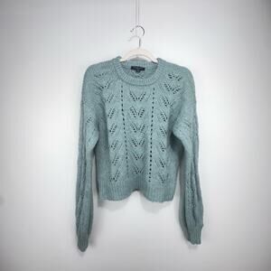 American Eagle Wool Cropped Sweater Size M Eyelet Knit